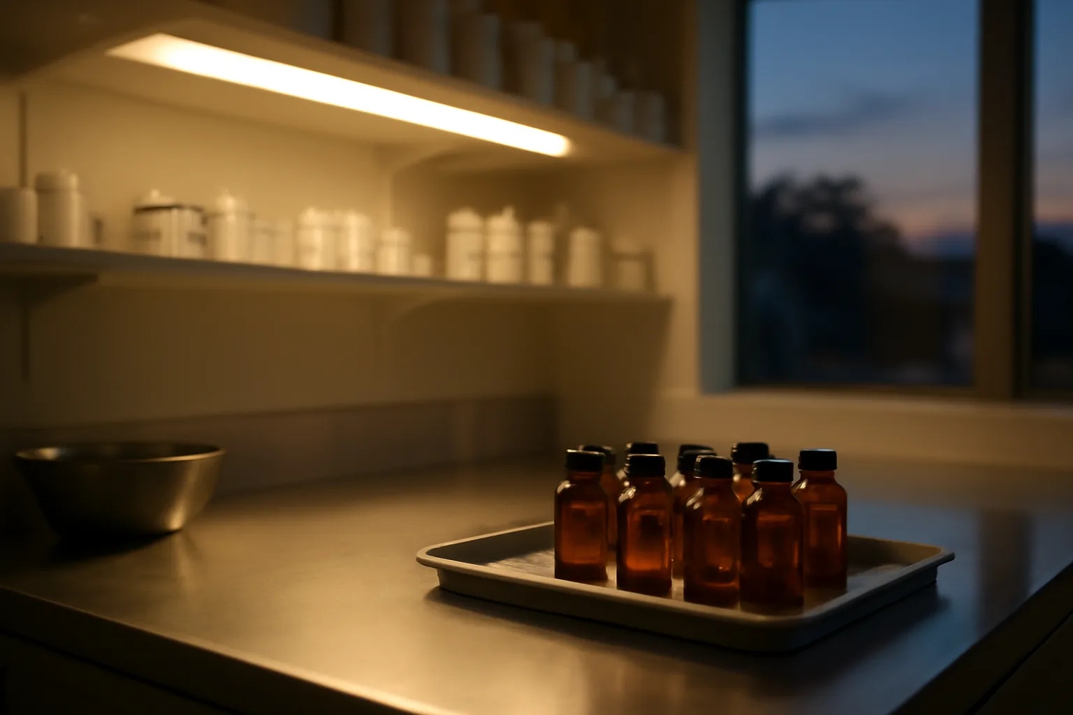 Amber vials on a pharmacy counter representing selank alternatives sourcing options