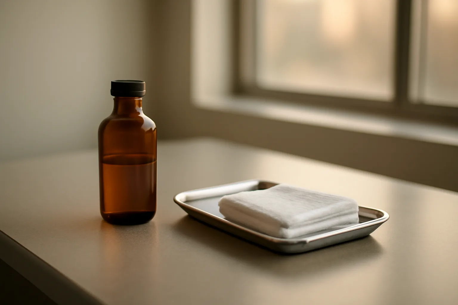 Amber vial on a clinical counter representing Selank drug interaction safety research